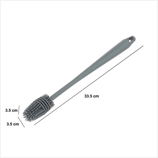FIVE BOTTLE WASHING BRUSH 3.5X3.5X33.5 RUBBER GREY