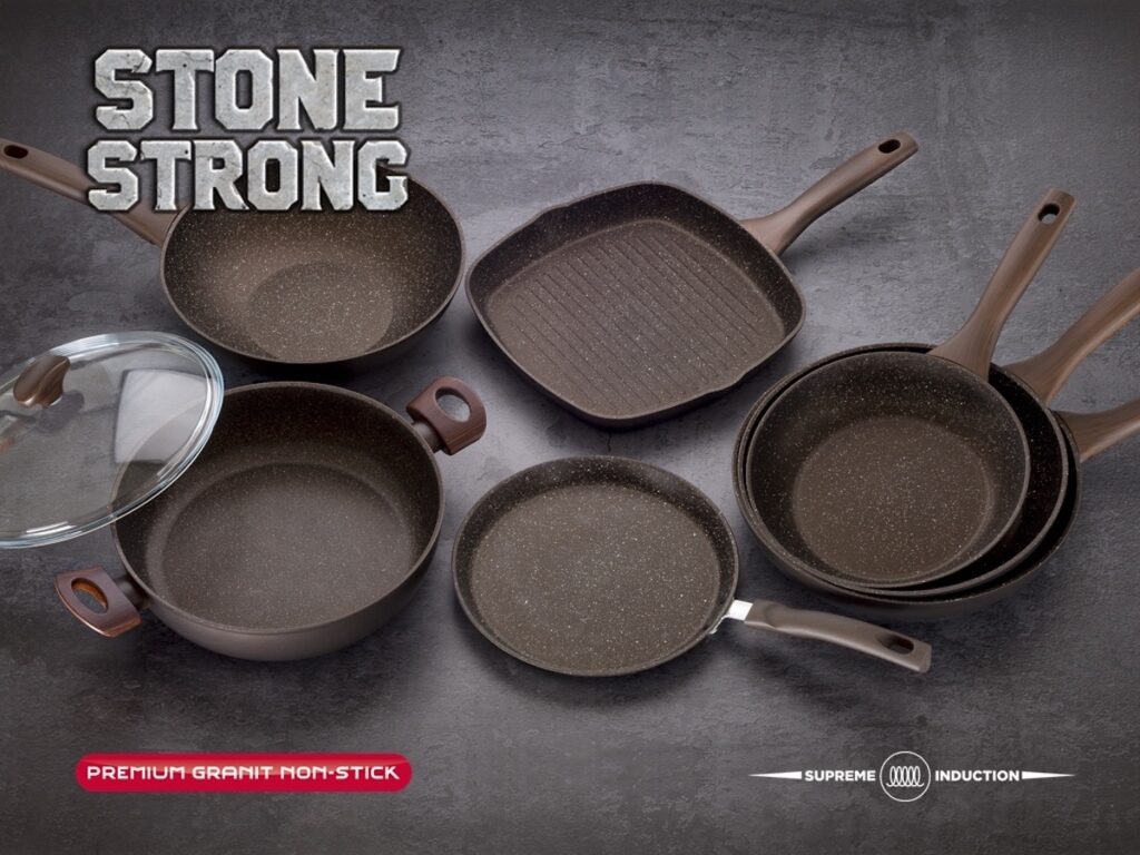 MEHRZER Set tiganja STONE STRONG – GRANIT – 5 kom