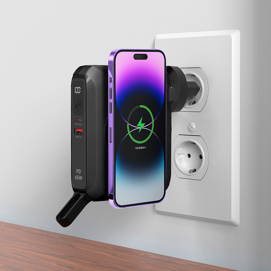 PRO, univerzalni putni punjač laptop pomoćna baterija, 15.000 mah, pd 65w, sa magnetom, crna