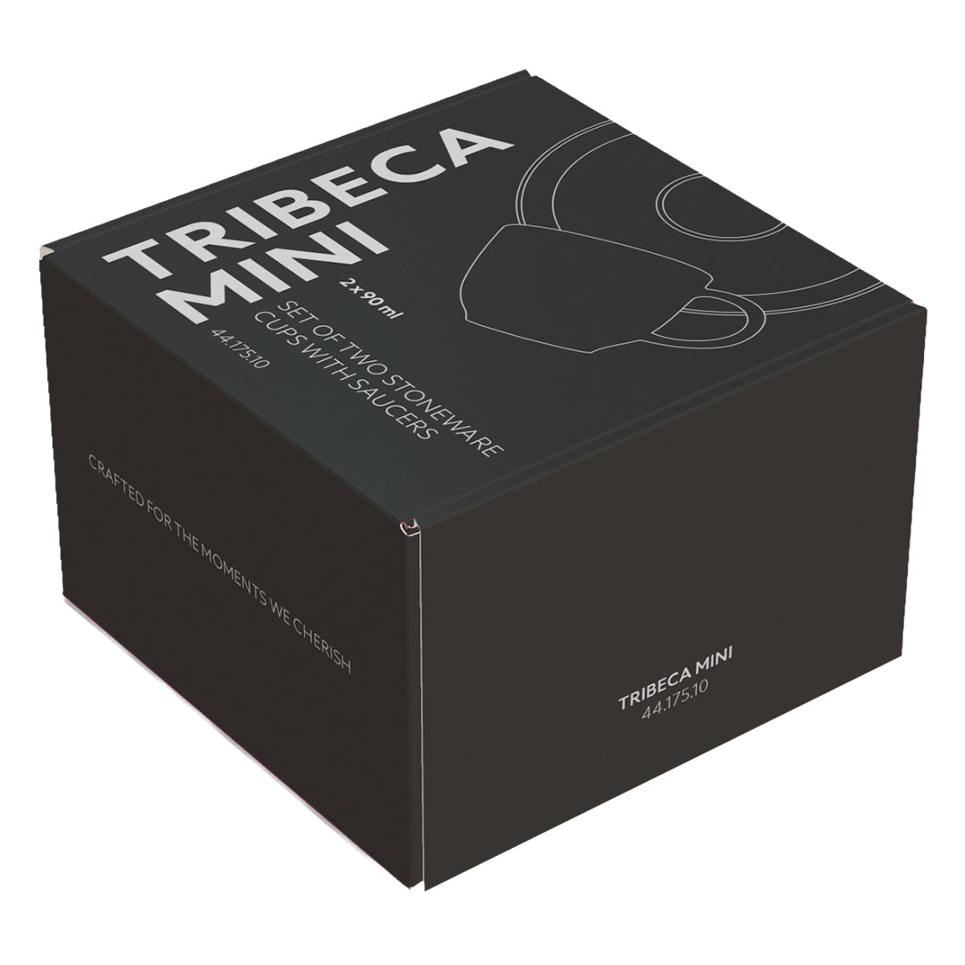 TRIBECA MINI,set od dve keramičke šolje za espresso sa tacnama, 2 x 90 ml