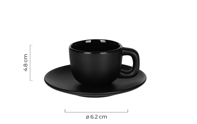 Set od dve keramičke šolje za espresso sa tacnama, 2 x 85 ml