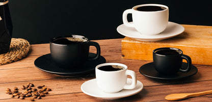 Set od dve keramičke šolje za espresso sa tacnama, 2 x 85 ml