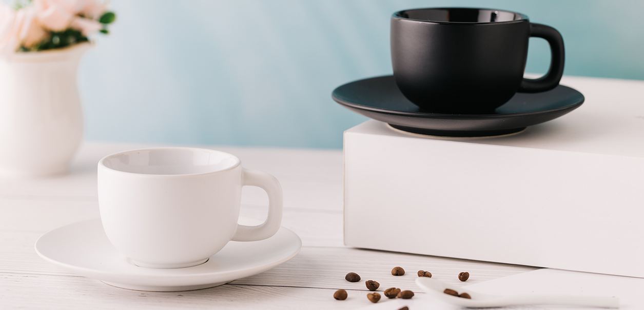 Set od dve keramičke šolje za cappuccino sa tacnama, 2 x 200 ml