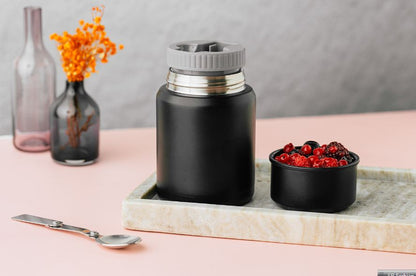 Posuda za hranu sa priborom, 500 ml, crna AP