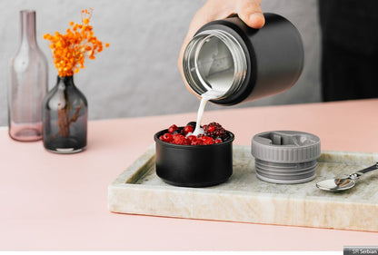 Posuda za hranu sa priborom, 500 ml, crna AP